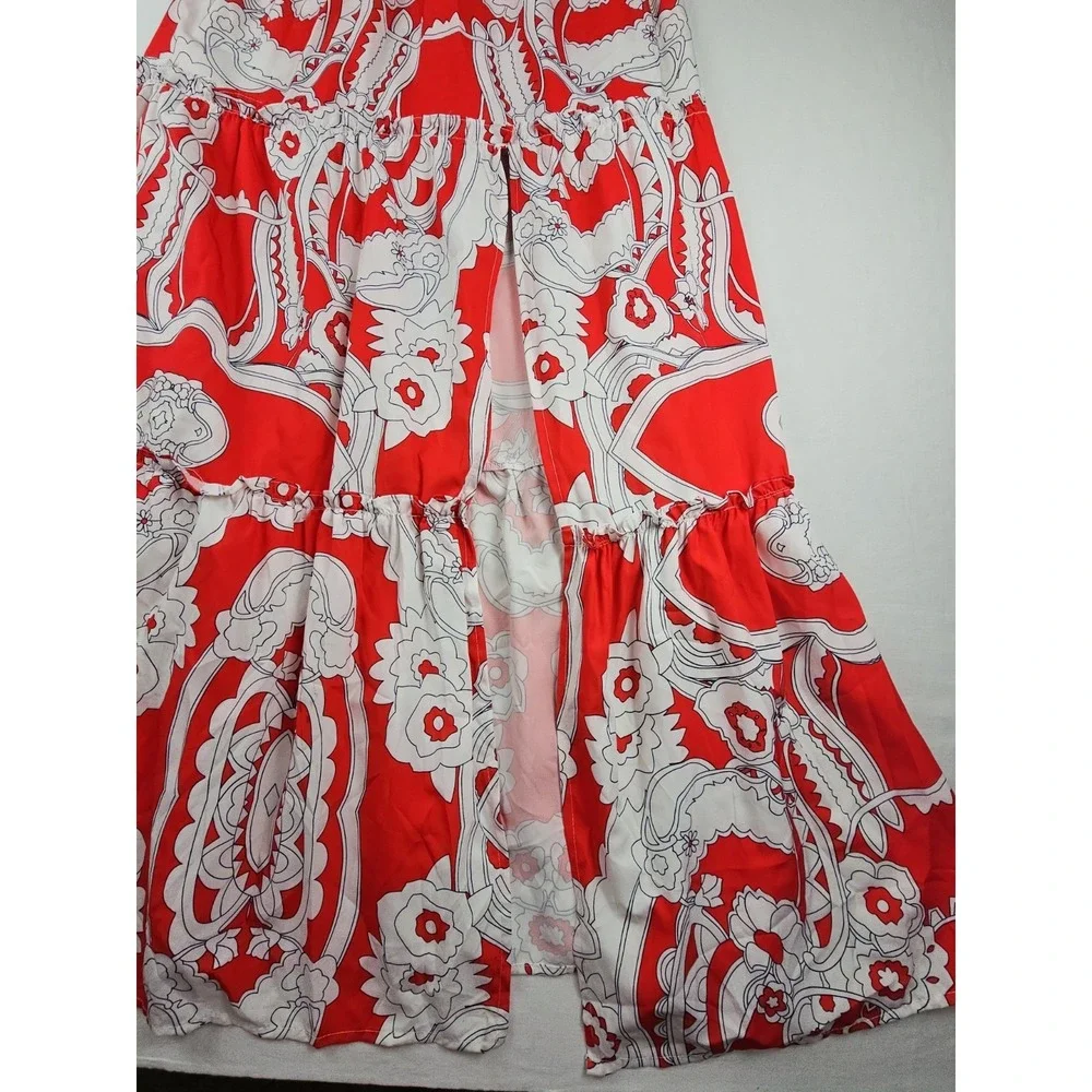 Women's Sofia's Floral Full Length Maxi Dress Size Large Red And White